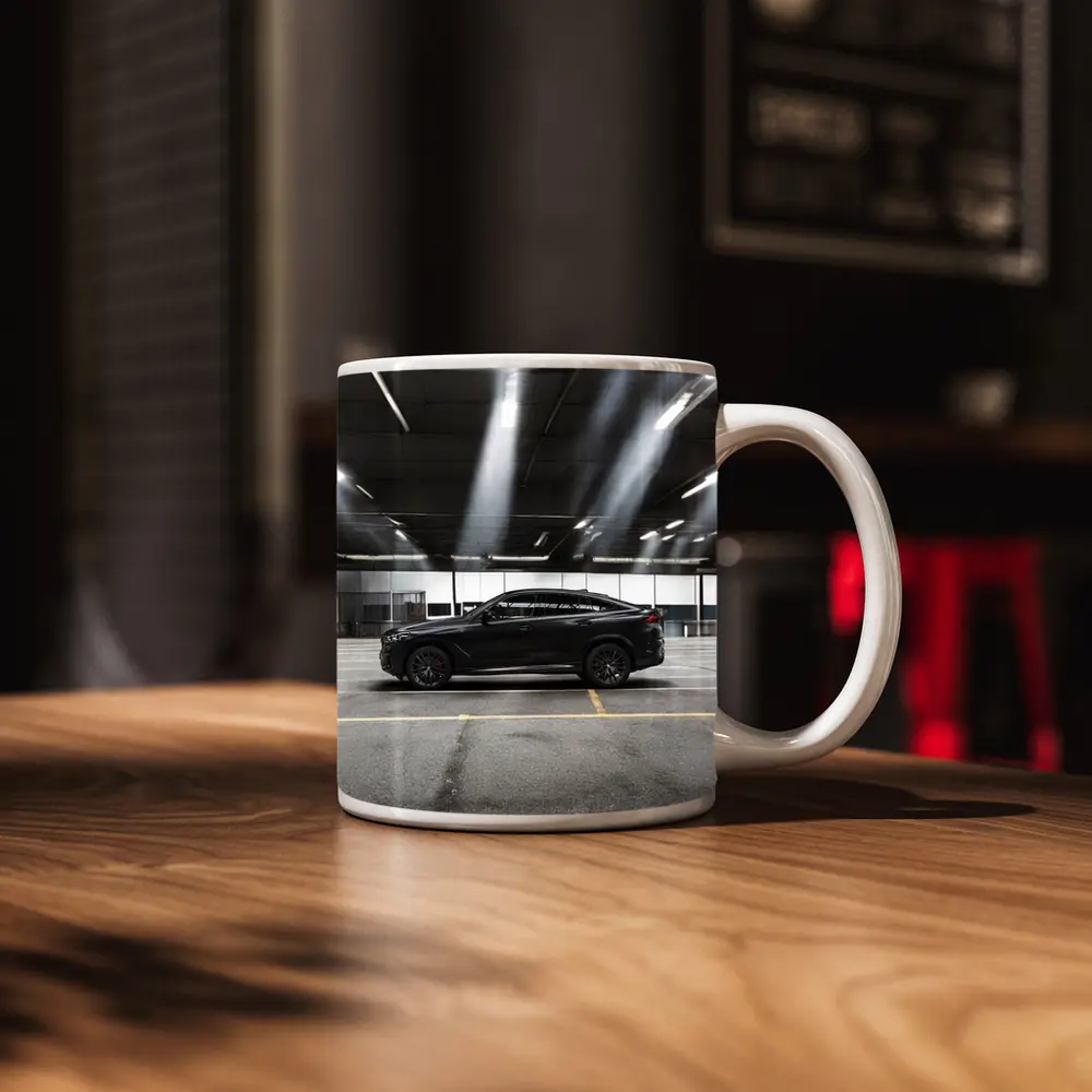 BMW X6 Black Parking Garage Side View – Mugs