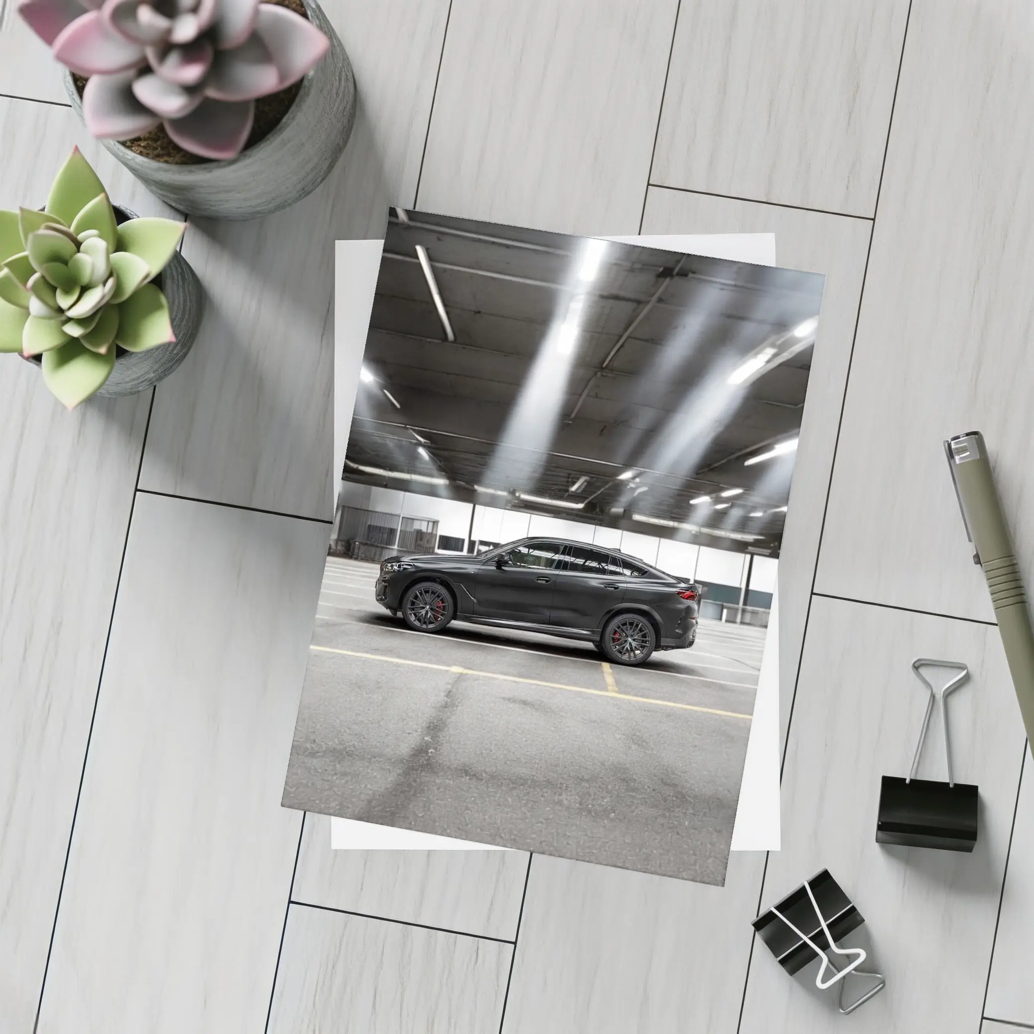 BMW X6 Black Parking Garage Side View – Postcards