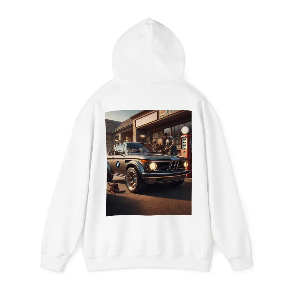 BMW 2002 Classic Vintage Gas Station Scene – Hoodies