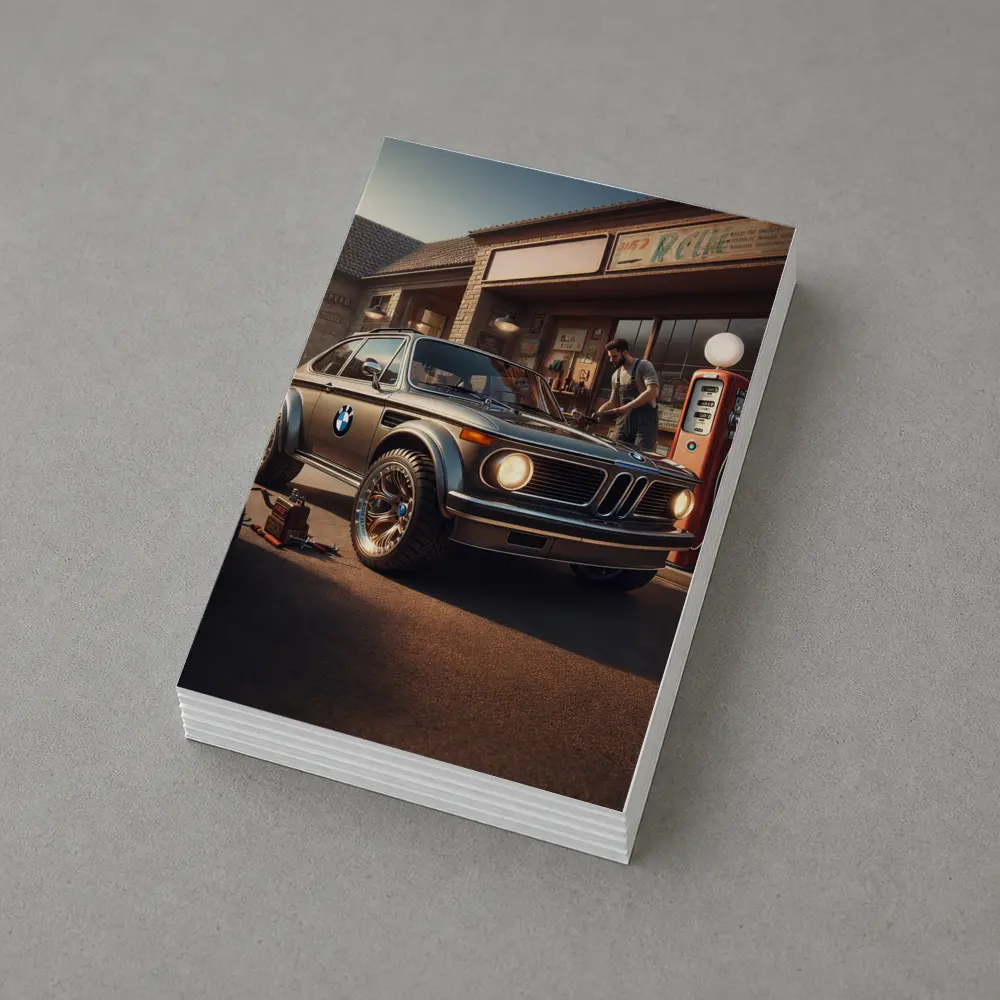 BMW 2002 Classic Vintage Gas Station Scene – Postcards