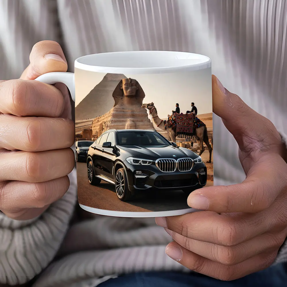 BMW X6 Black Pyramids Egypt Desert Scene – Mugs