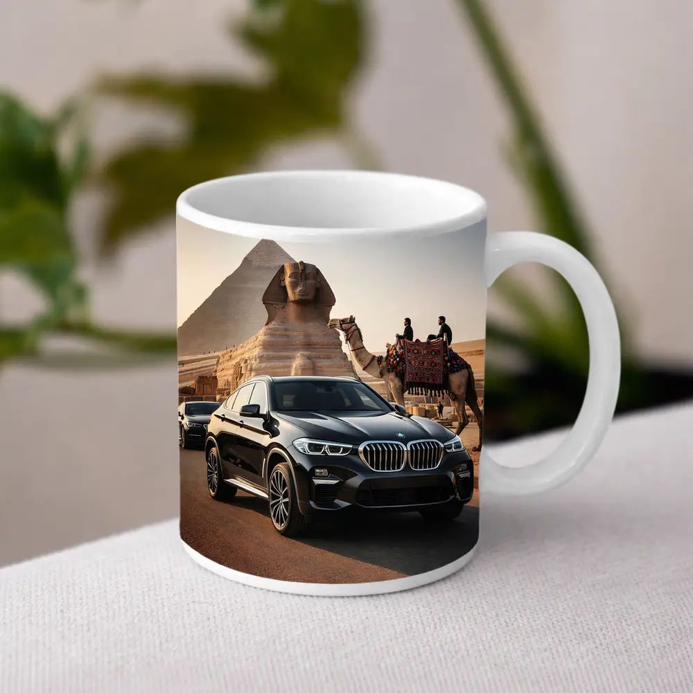 BMW X6 Black Pyramids Egypt Desert Scene – Mugs