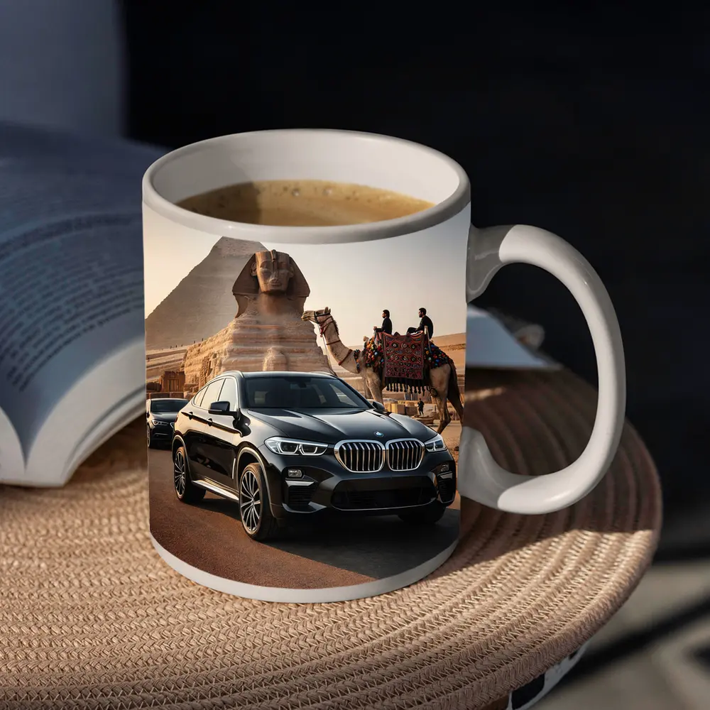 BMW X6 Black Pyramids Egypt Desert Scene – Mugs
