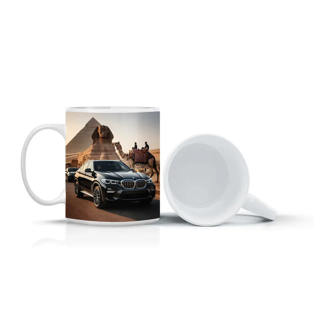 BMW X6 Black Pyramids Egypt Desert Scene – Mugs