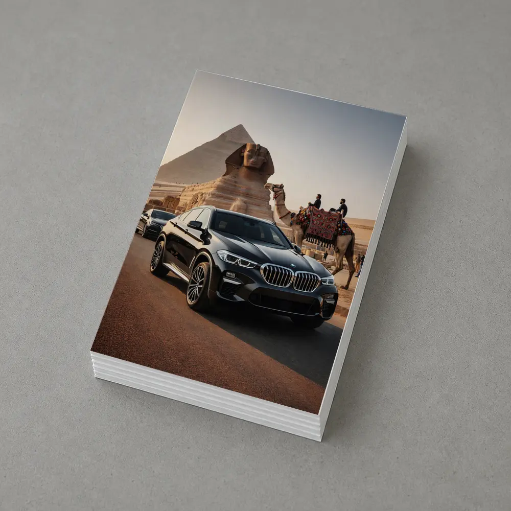 BMW X6 Black Pyramids Egypt Desert Scene – Postcards