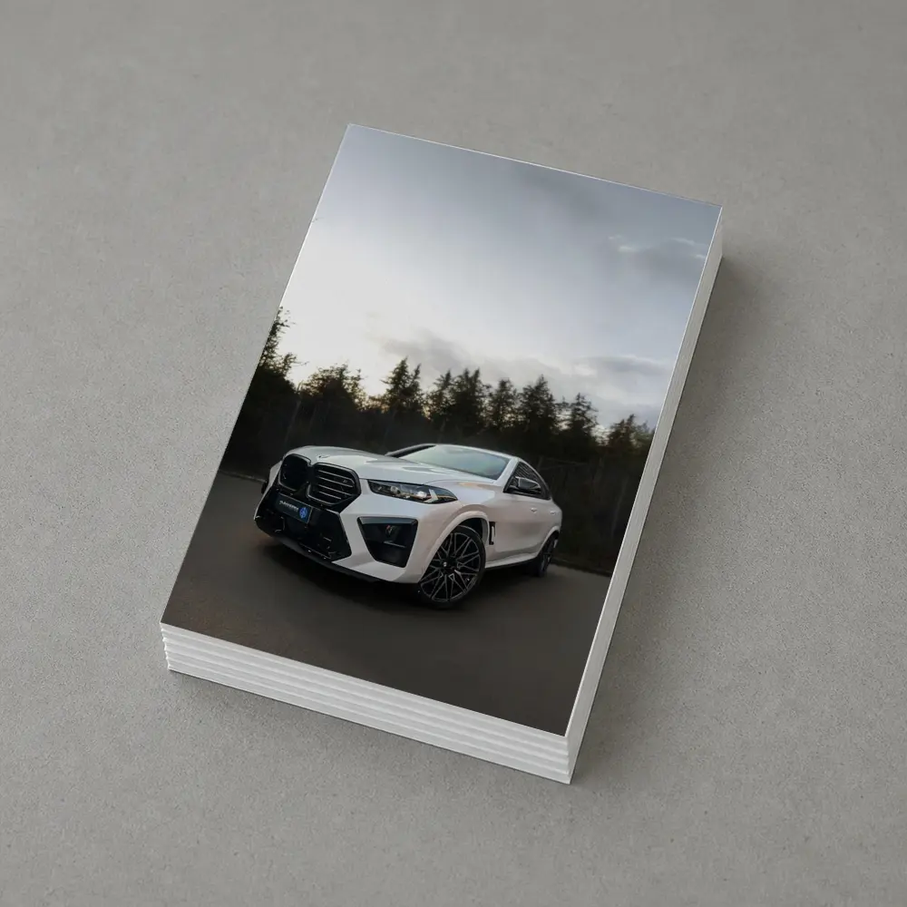 BMW X6 M White Parked Outdoors Dusk – Postcards