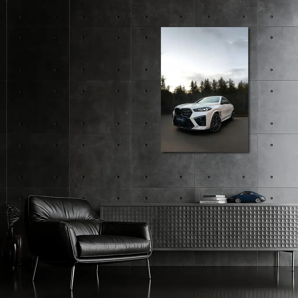 BMW X6 M Competition White Parking Lot – Wall Art