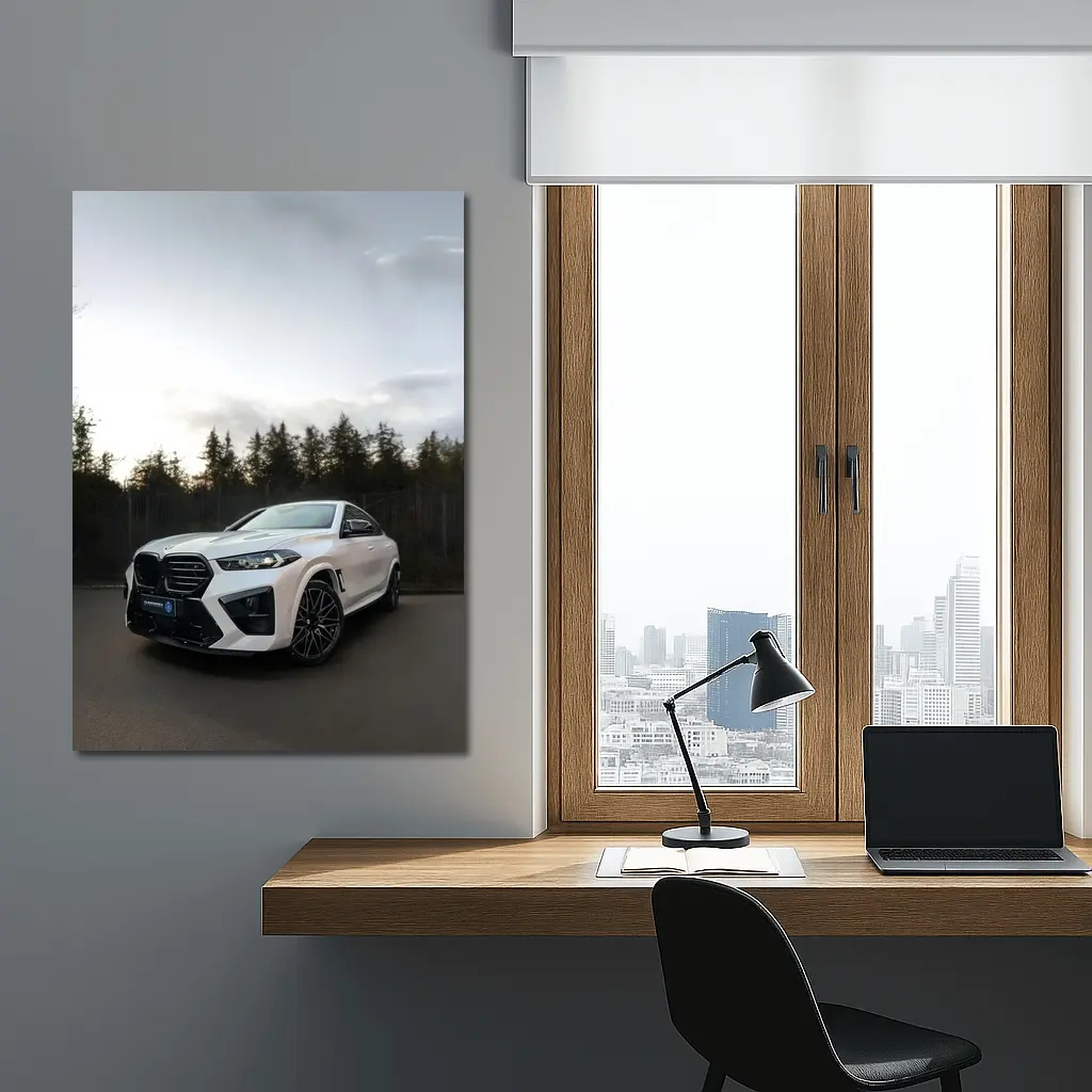 BMW X6 M Competition White Parking Lot – Wall Art
