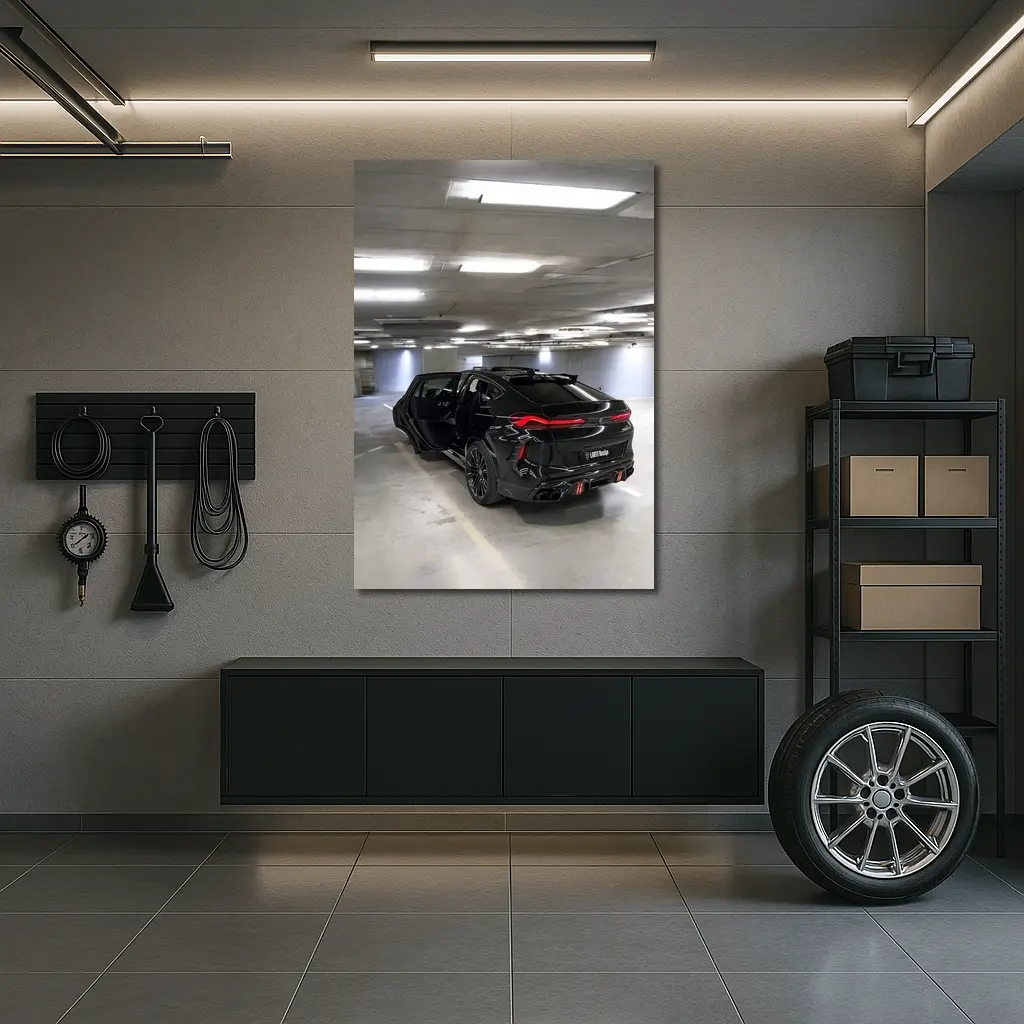 BMW X6M Competition Black Parking Garage – Wall Art