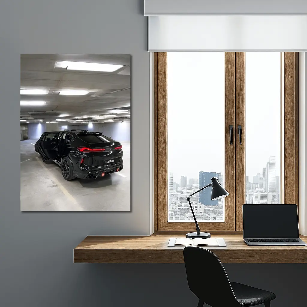 BMW X6M Competition Black Parking Garage – Wall Art