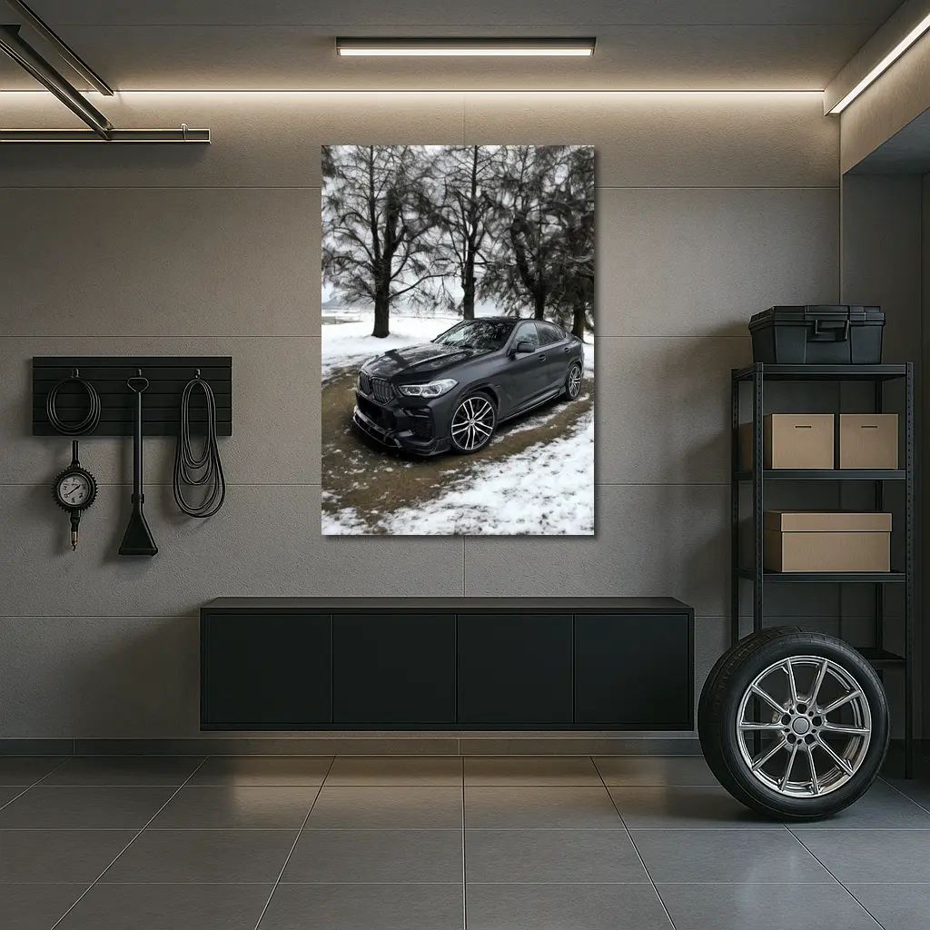 BMW X6M Matte Black Winter Snow Setting – Wall Art