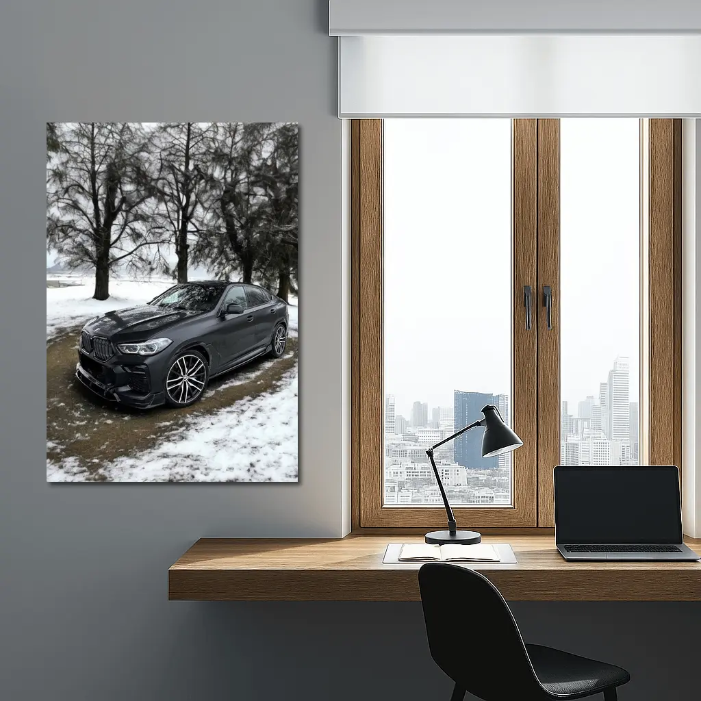 BMW X6M Matte Black Winter Snow Setting – Wall Art