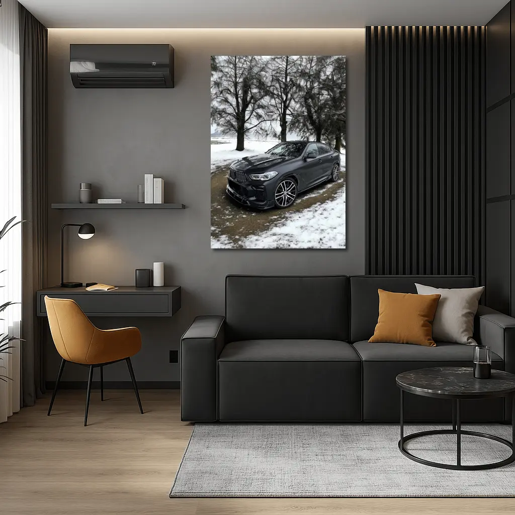 BMW X6M Matte Black Winter Snow Setting – Wall Art