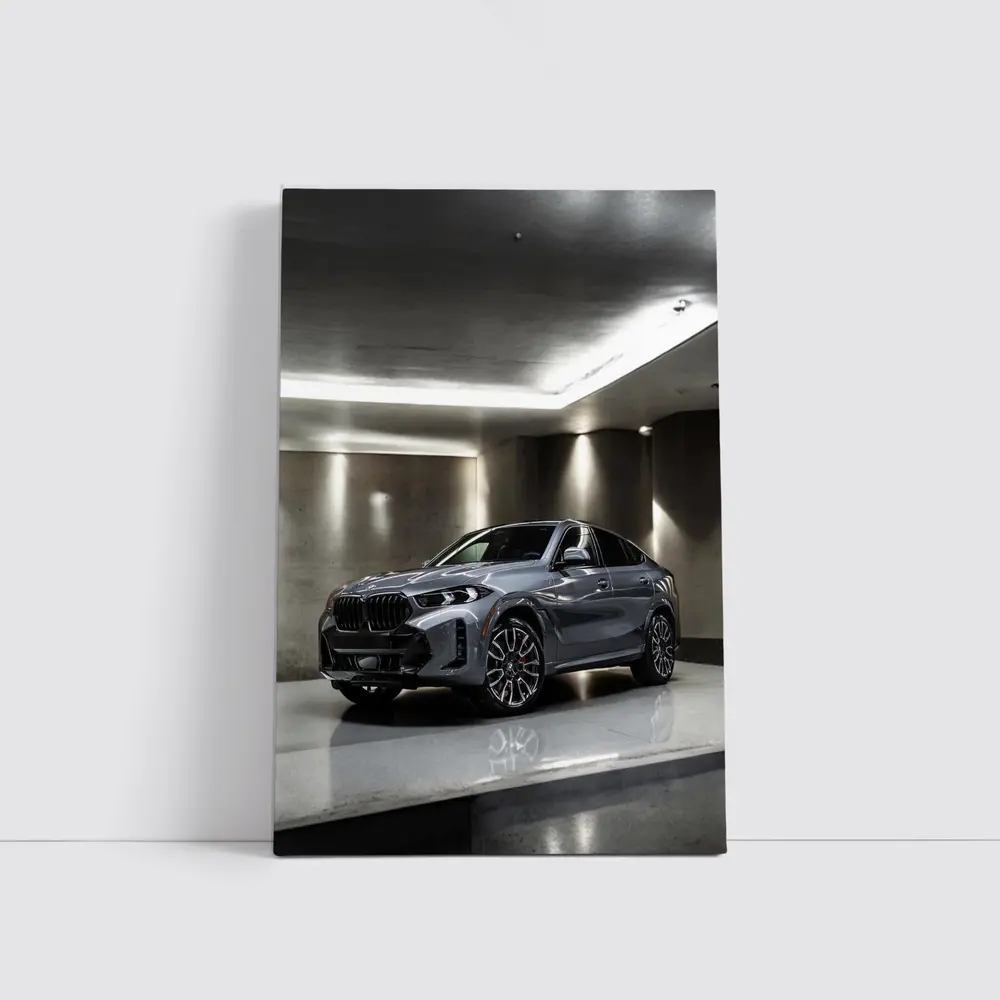 BMW X6 Grey Parked In Concrete Garage – Wall Art