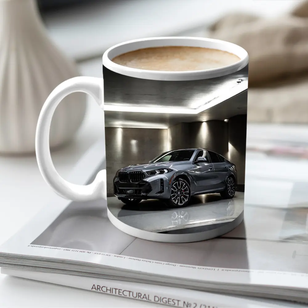 BMW X6 Gray Parked Indoor Garage Setting – Mugs