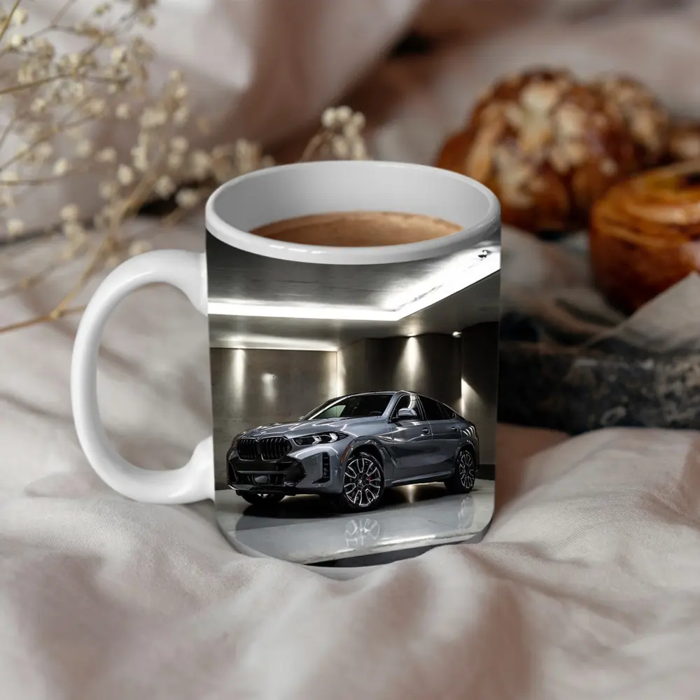 BMW X6 Gray Parked Indoor Garage Setting – Mugs