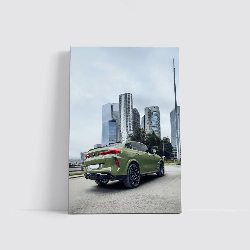 BMW X6M Green Urban City Skyline – Wall Art