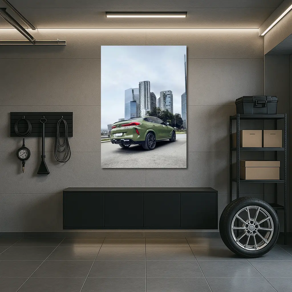 BMW X6M Green Urban City Skyline – Wall Art