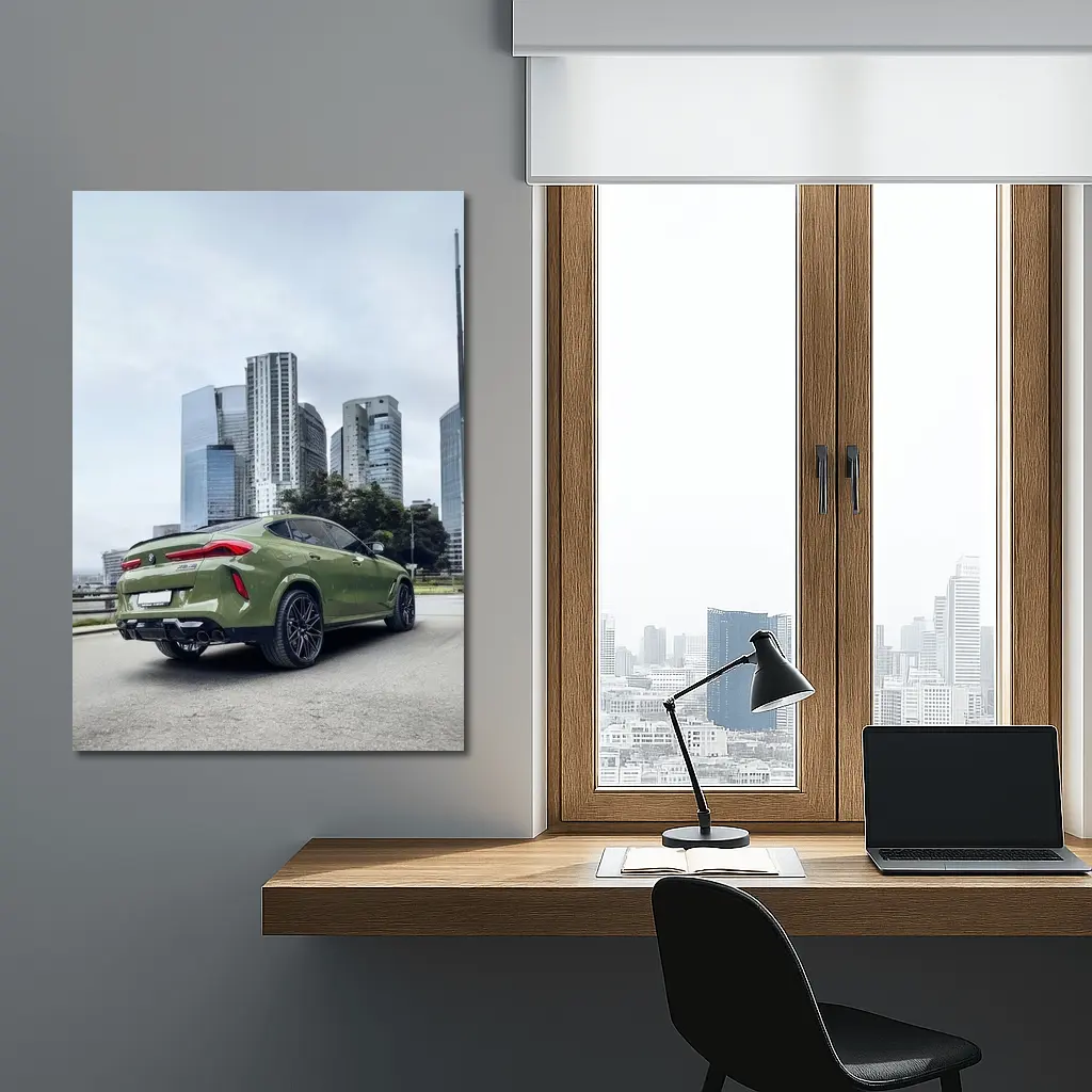 BMW X6M Green Urban City Skyline – Wall Art