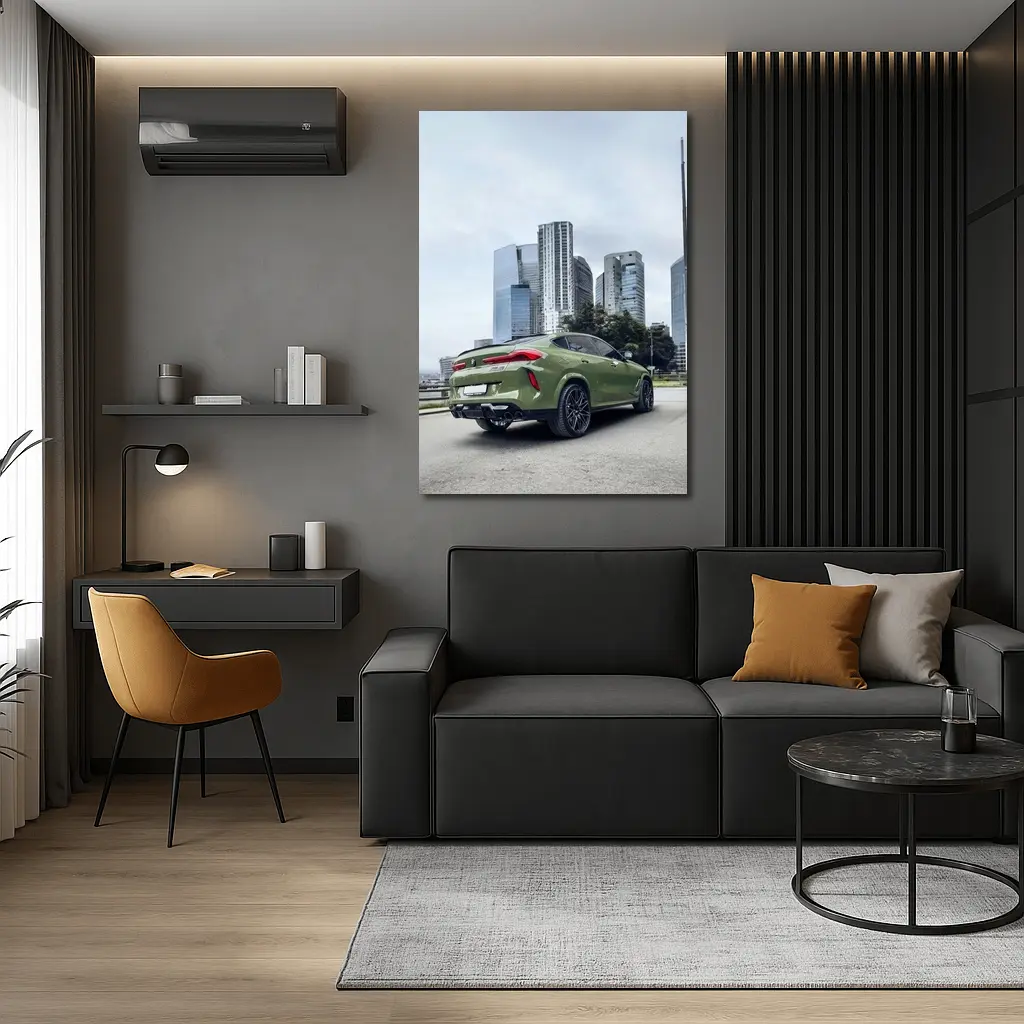 BMW X6M Green Urban City Skyline – Wall Art