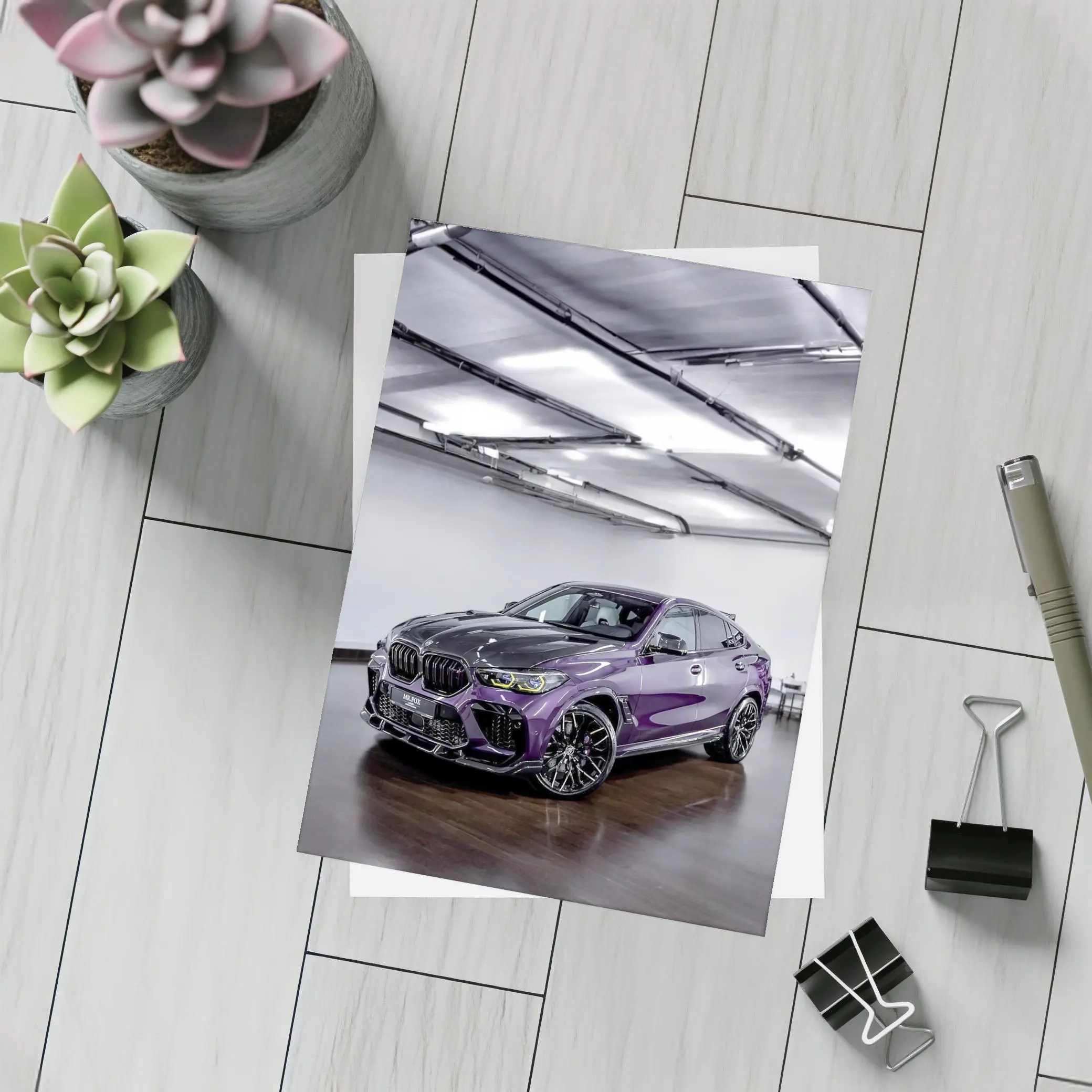 BMW X6 M Competition Purple Indoor Garage – Postcards