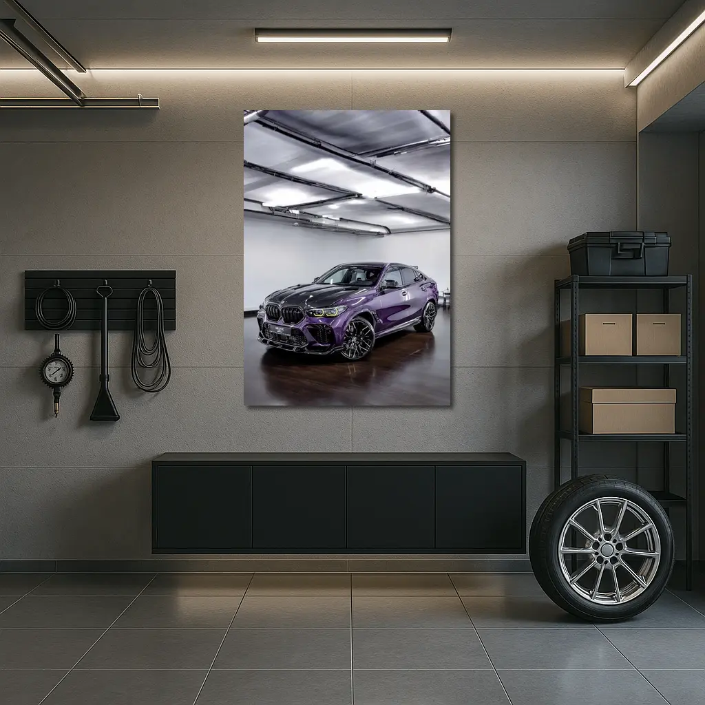 BMW X6 M Competition Purple Indoor Garage – Wall Art