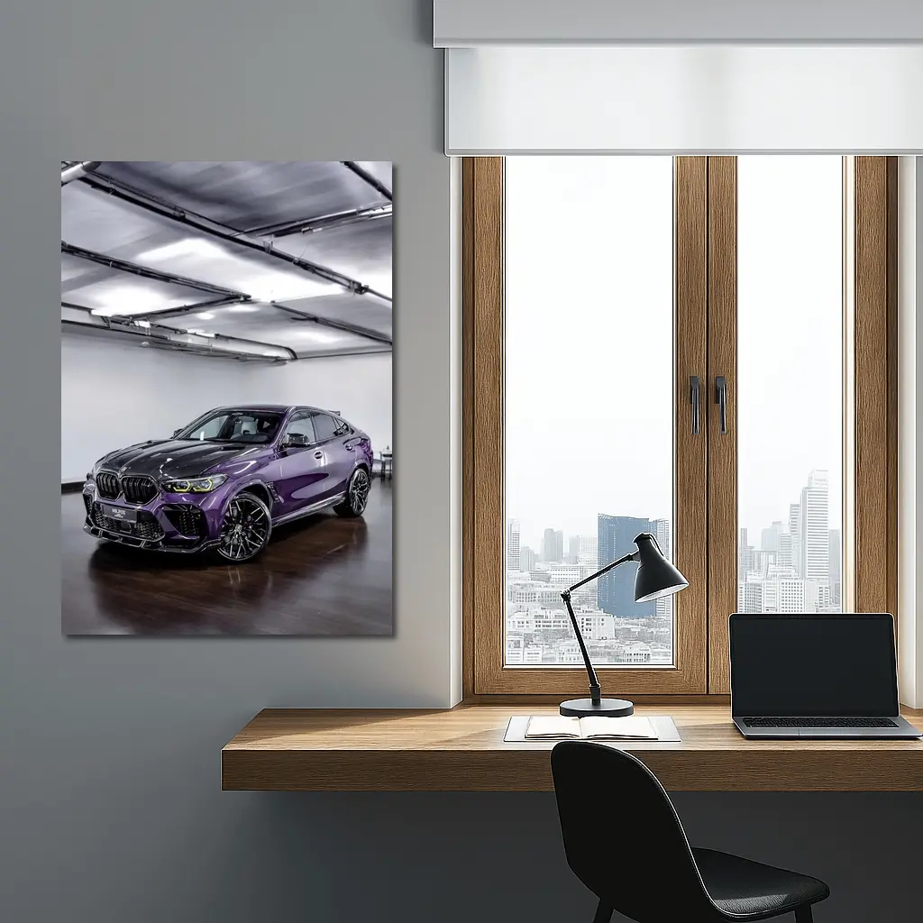 BMW X6 M Competition Purple Indoor Garage – Wall Art