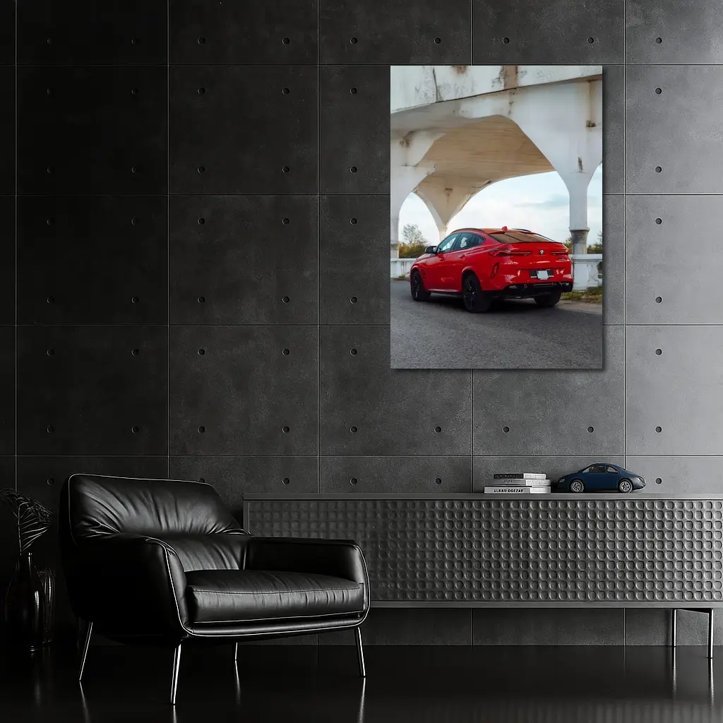 BMW X6 Red Under Concrete Bridge – Wall Art
