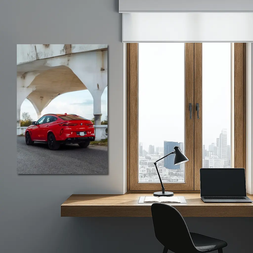 BMW X6 Red Under Concrete Bridge – Wall Art