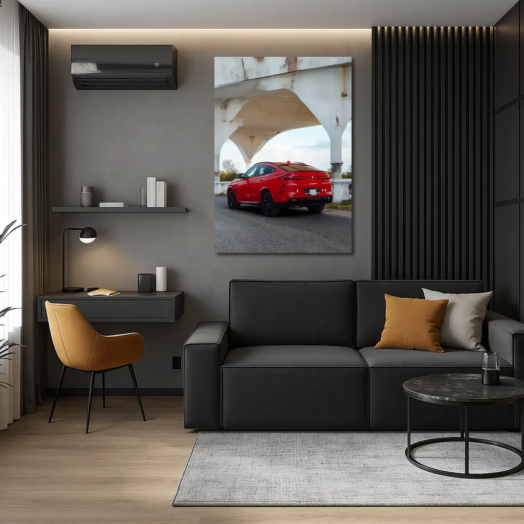BMW X6 Red Under Concrete Bridge – Wall Art
