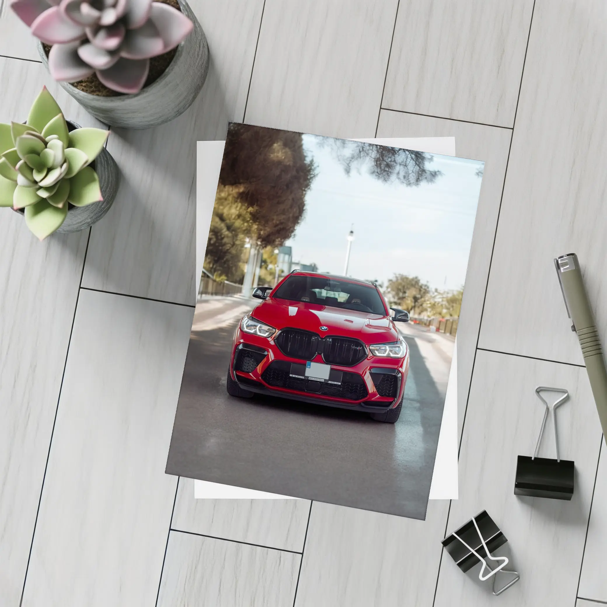 BMW X6 M Competition Red Street Shot – Postcards