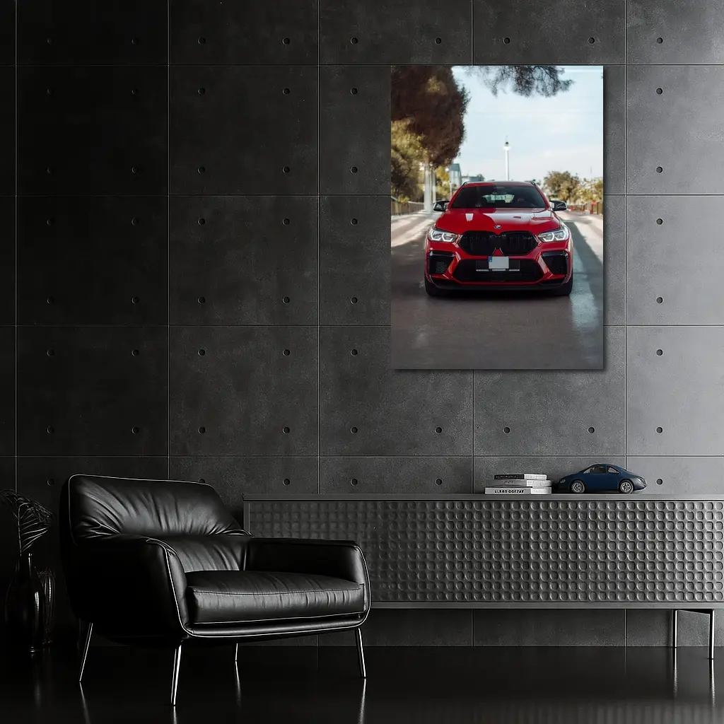BMW X6 M Competition Red Street Front – Wall Art