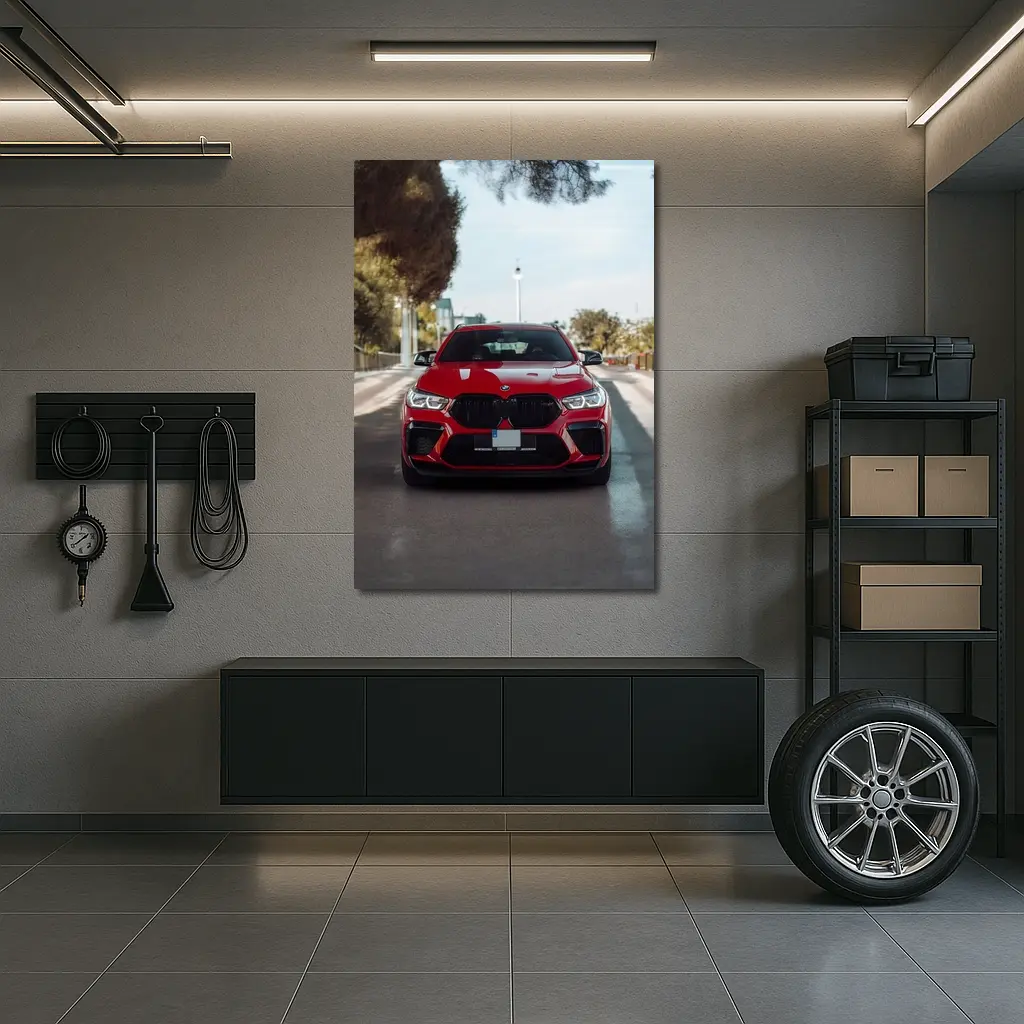 BMW X6 M Competition Red Street Front – Wall Art
