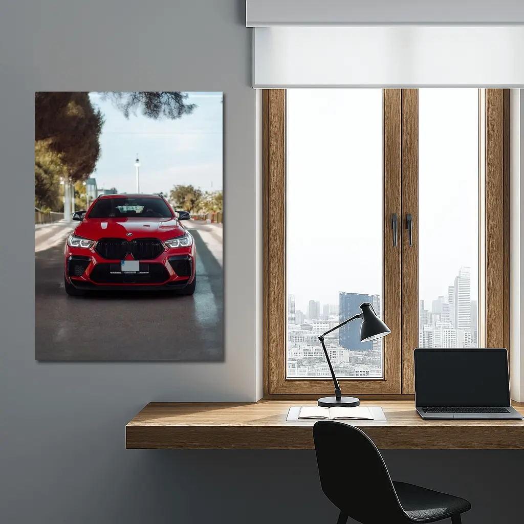 BMW X6 M Competition Red Street Front – Wall Art
