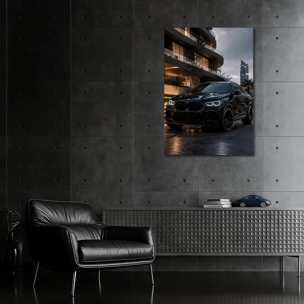 BMW X6 M Black City Night Scene – Wall Art