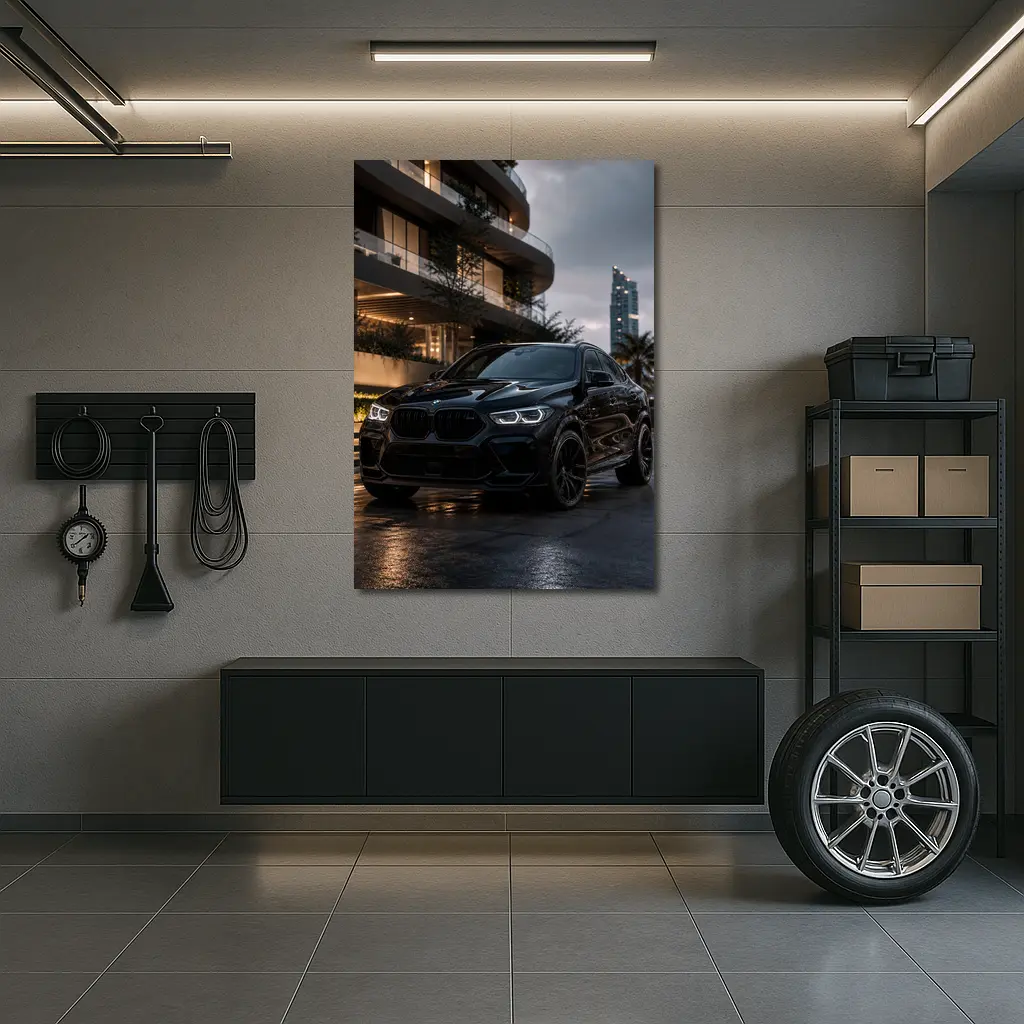 BMW X6 M Black City Night Scene – Wall Art