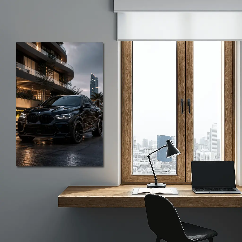 BMW X6 M Black City Night Scene – Wall Art