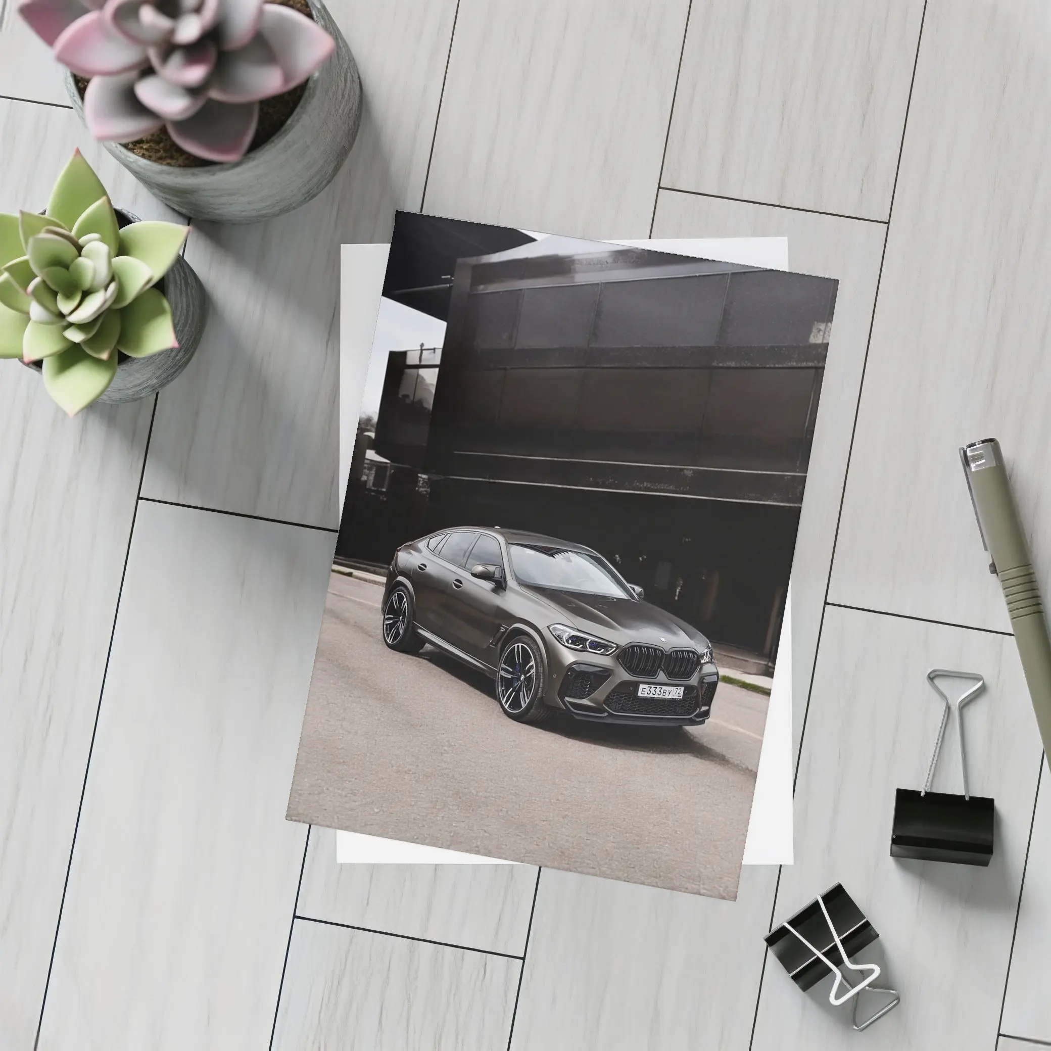 BMW X6 M Dark Urban Street Background – Postcards