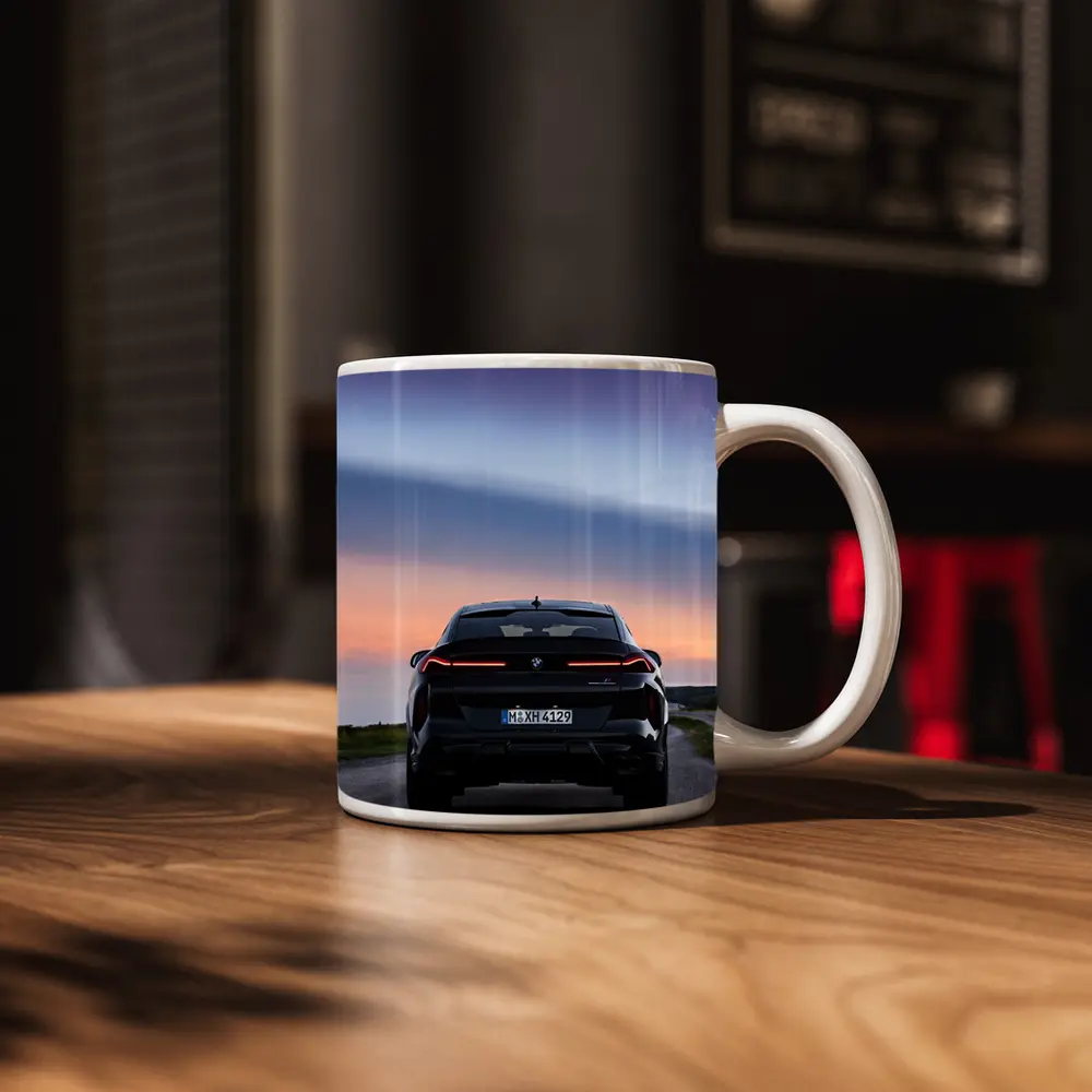 BMW X6 M Black Rear Sunset Road – Mugs