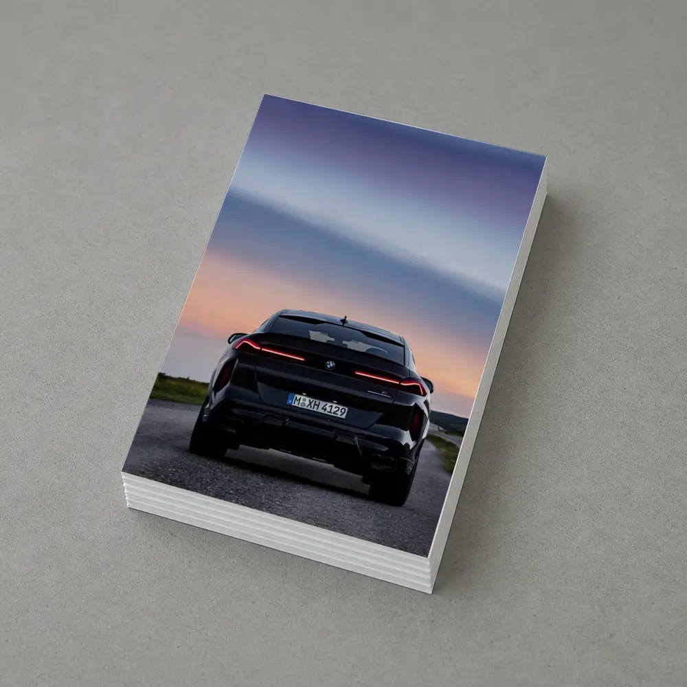 BMW X6 M Black Rear Sunset Road – Postcards