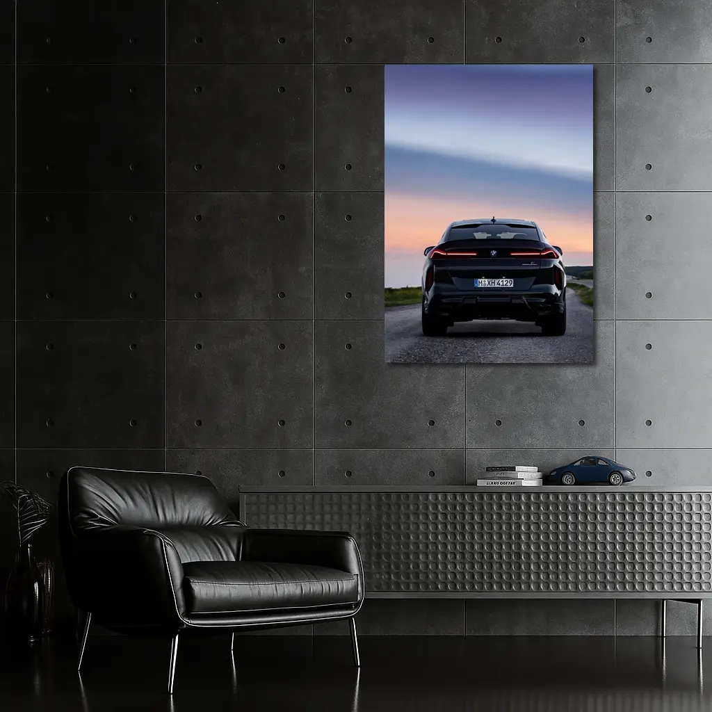 BMW X6M Black Rear Sunset Road – Wall Art