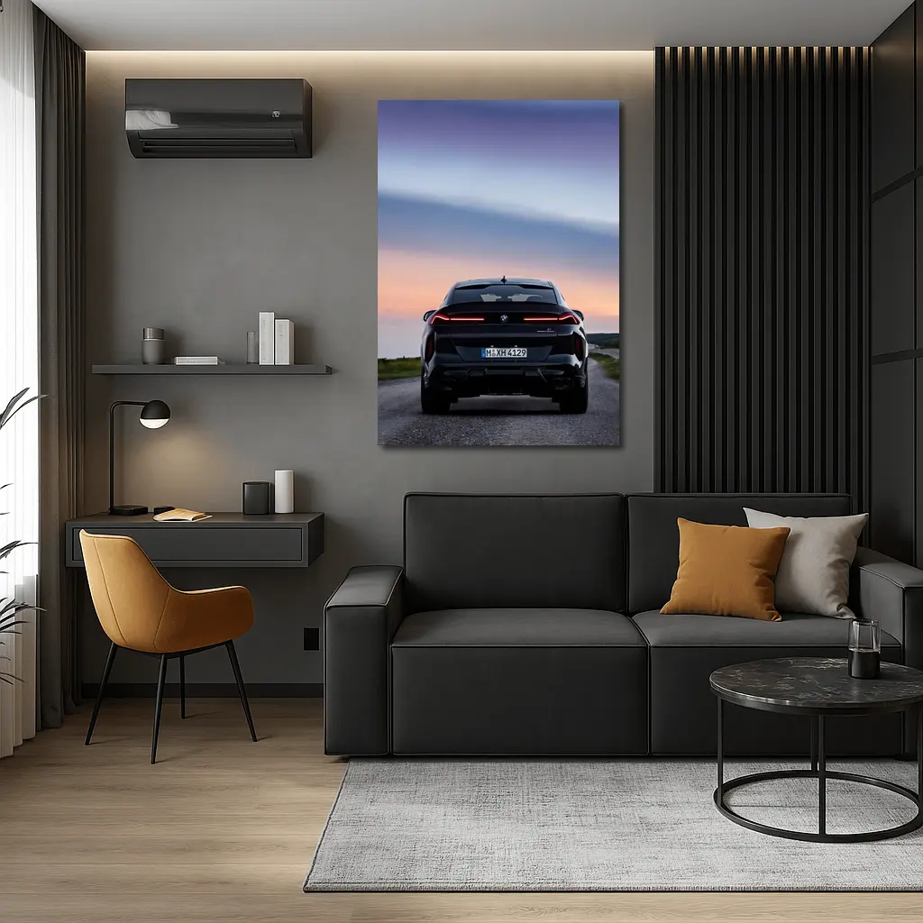 BMW X6M Black Rear Sunset Road – Wall Art