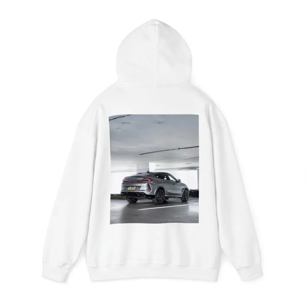 BMW X6M Gray Parked In Parking Garage – Hoodies
