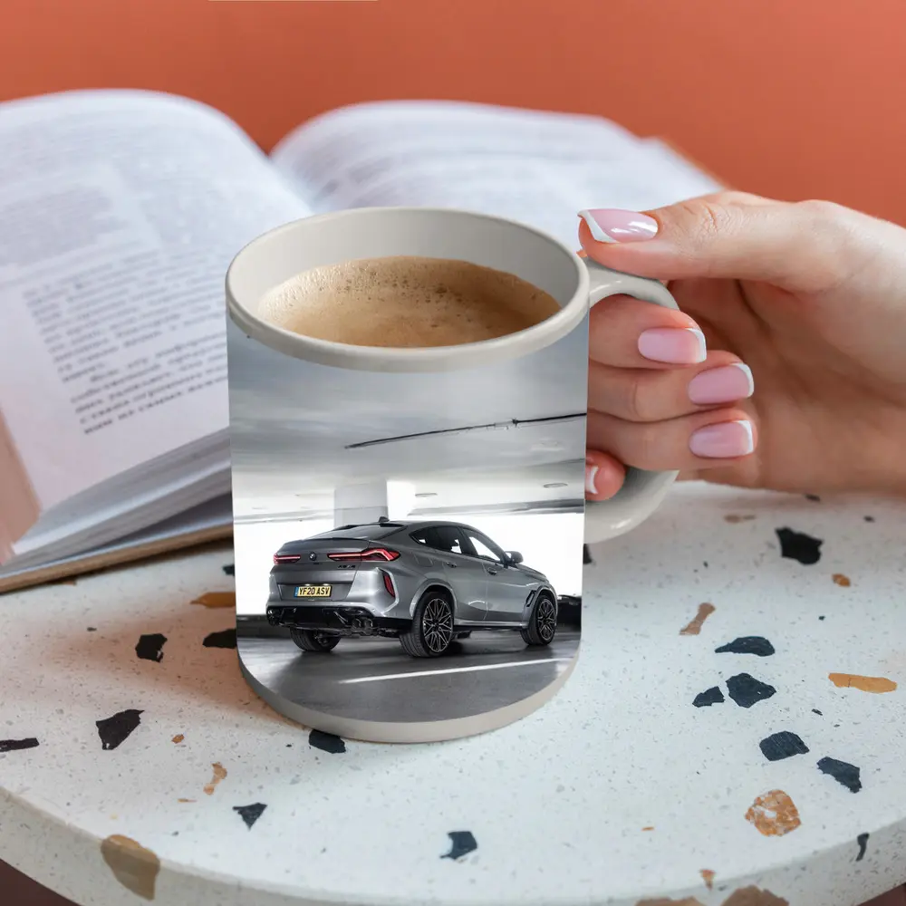 BMW X6M Gray Parked In Parking Garage – Mugs