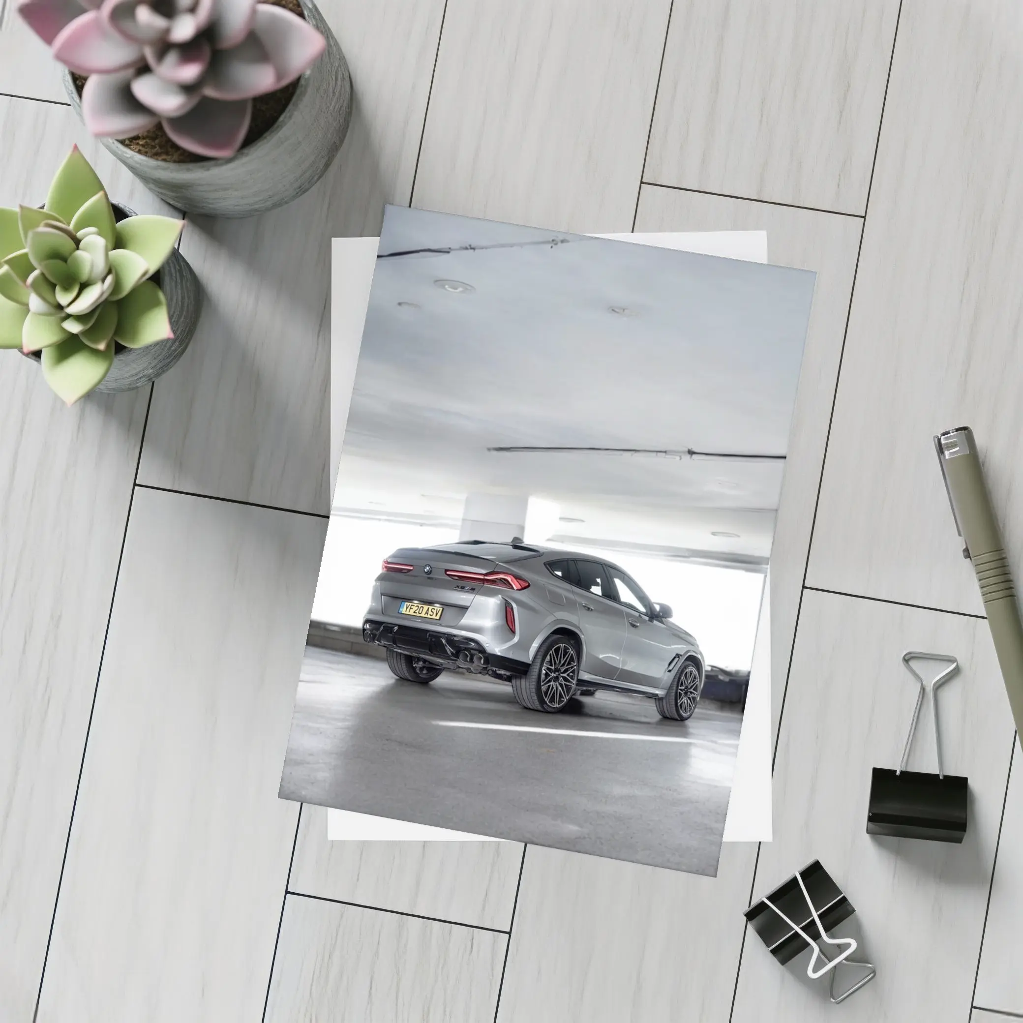 BMW X6M Gray Parked In Parking Garage – Postcards