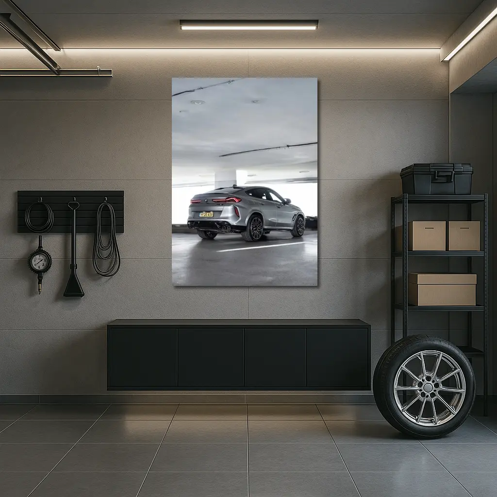 BMW X6M Gray SUV Parking Garage – Wall Art