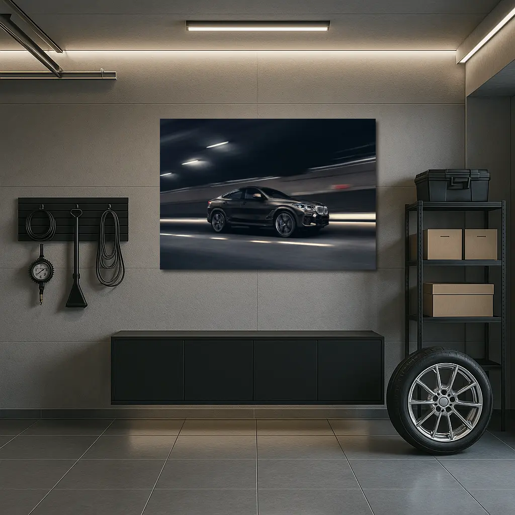 BMW X6 Speeding Through Dark Tunnel Night – Wall Art
