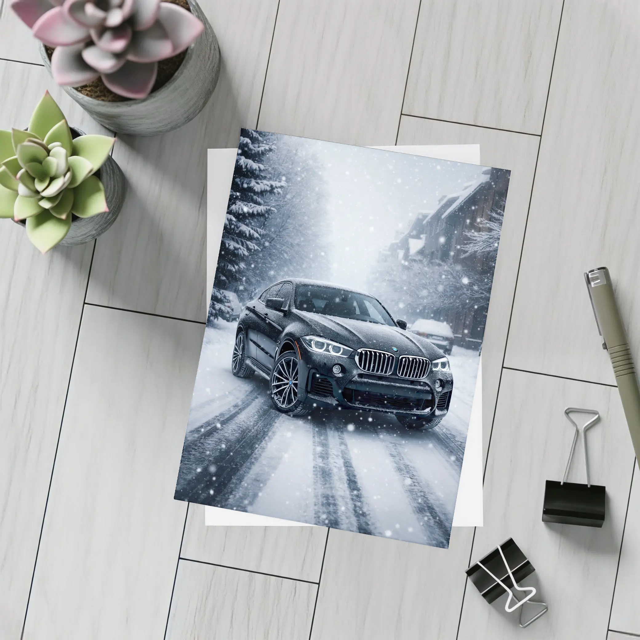 BMW X6 Driving Through Heavy Snowfall – Postcards