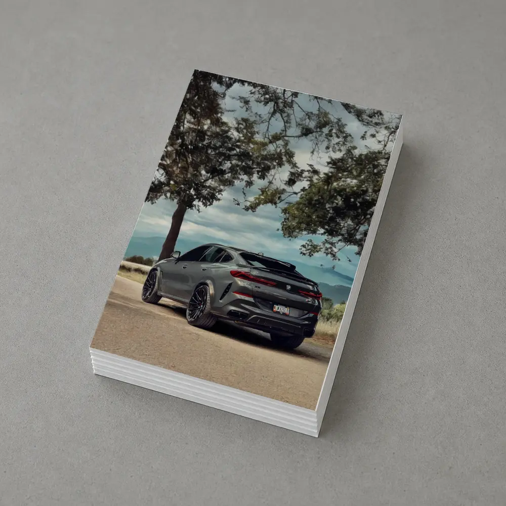 BMW X6M Matte Gray Mountain Road Scene – Postcards