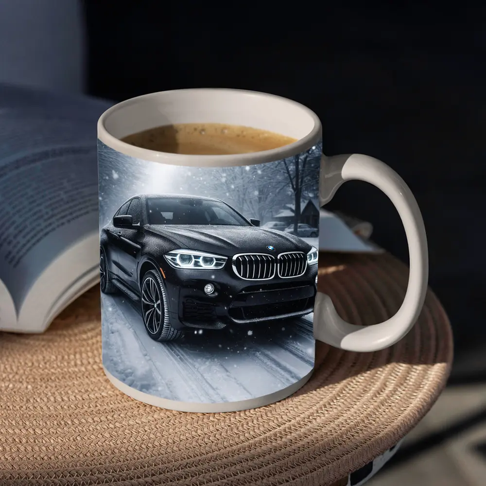 BMW X6 Black SUV Snowy Winter Road – Mugs